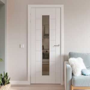 Friendly Value - White Primed 7 Panel Door - 3/4 Clear Glass