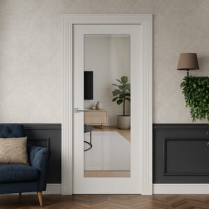 Pattern 10 Style Internal Door - Clear Glass - White Primed