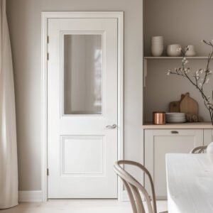 JB Kind Hardwick White Prime Internal Doors - Clear Glass