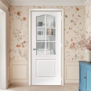 Moulded Classical 6 Pane White Primed Internal Door - Clear Glass