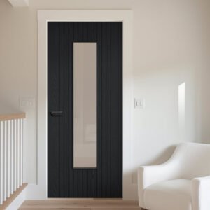 Sydney Black Door - Clear Glass - Laminated - Prefinished