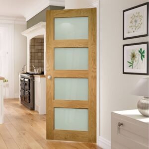 Coventry Shaker Style Oak Internal Door - Frosted Glass - Unfinished