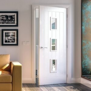 Ely White Primed Internal Door - Clear Glass