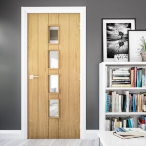 Galway Oak Glazed Internal Door - Clear Glass - Unfinished
