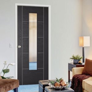 Laminate Vancouver Black Internal Door - Prefinished - Clear Glass