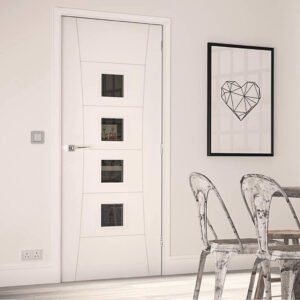 Pamplona White Primed Flush Internal Door - Clear Glass