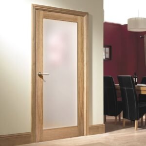 Pattern 10 Oak Internal Door - Full Pane Frosted Glass