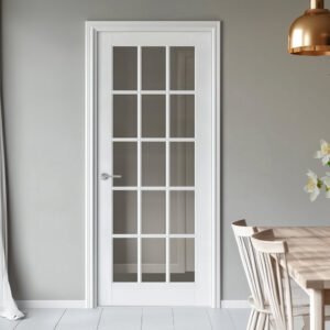 SA 15 Pane Internal Door - Clear Glass - White Primed