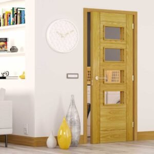 Seville 4L Glazed Oak Internal Door - Prefinished