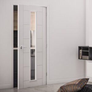 Seville White Primed Internal Door - Clear Glass