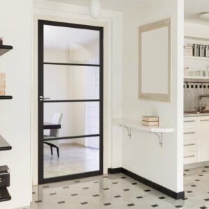 Soho 4 Pane Black Painted Internal Door - Clear Glass - Prefinished