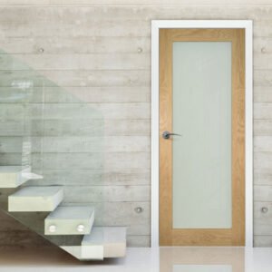 Walden Real American Oak Veneer Internal Door - Frosted Glass - Unfinished