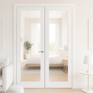 ThruEasi Room Divider - Pattern 10 White Primed Clear Glass Door with Single Side