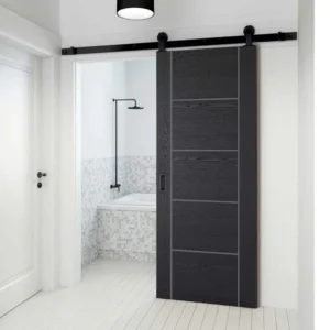 Top Mounted Black Sliding Track & Door - Laminate Vancouver Black Door - Prefinished